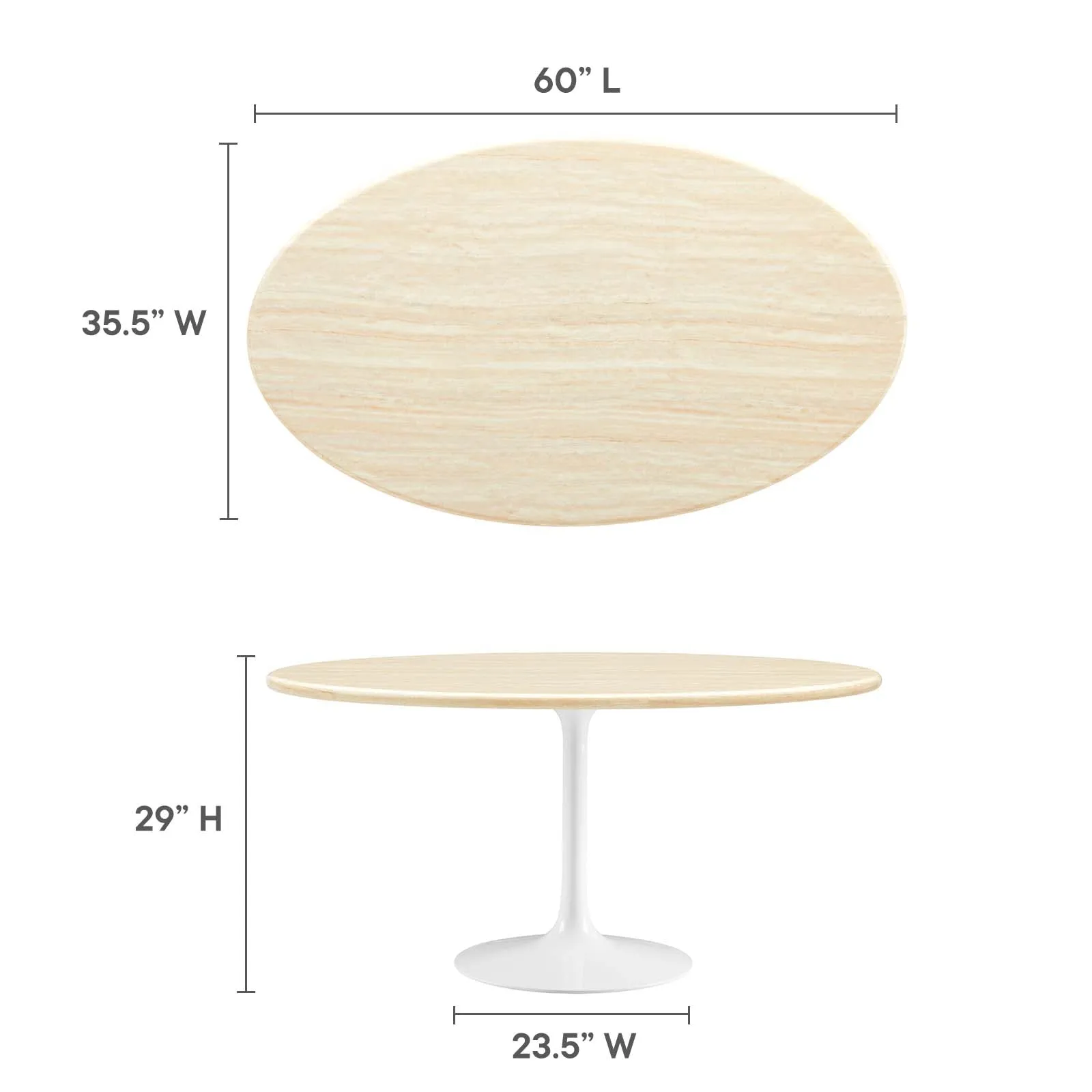 Lippa 60 Oval Artificial Travertine  Dining Table By Modway - EEI-6757