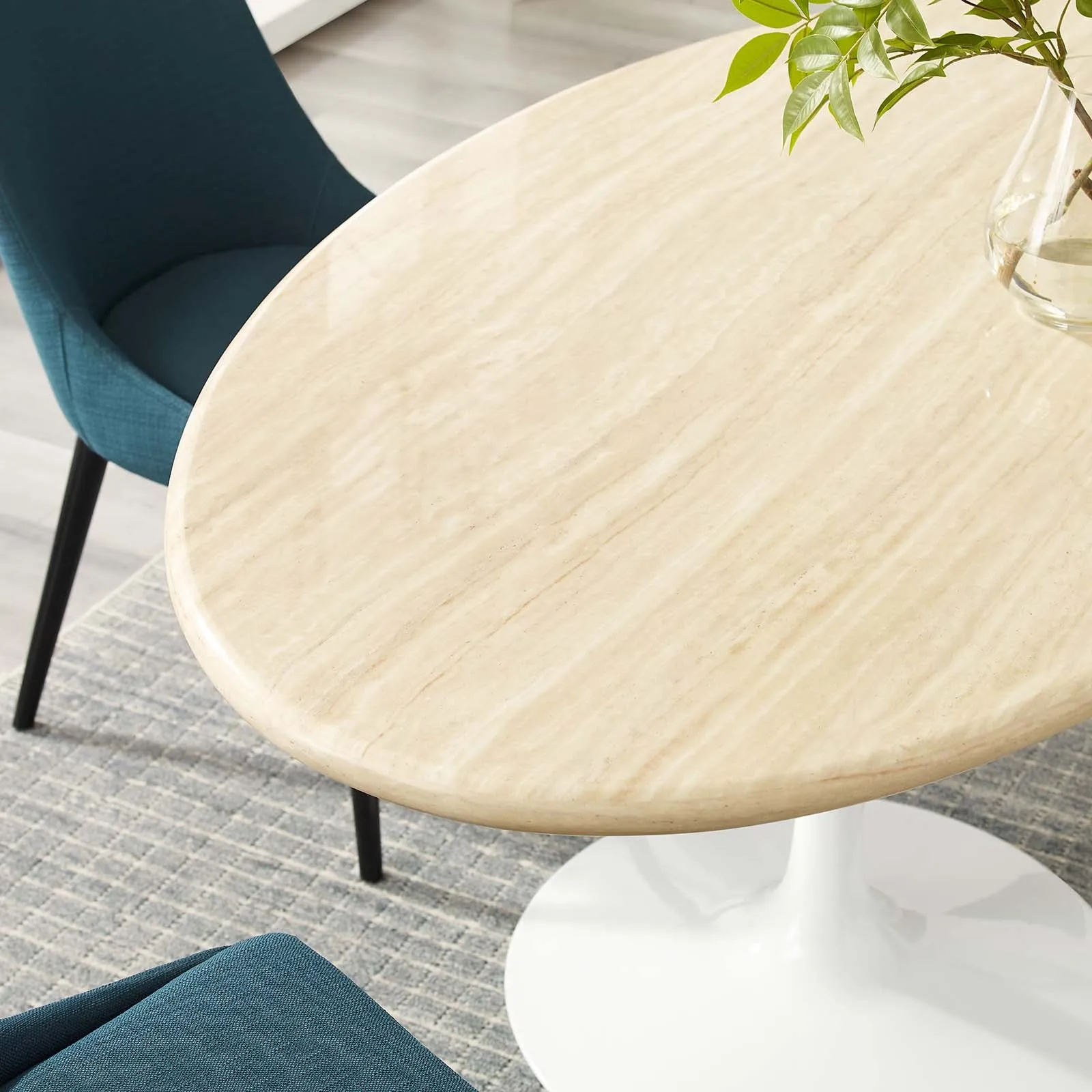 Lippa 60 Oval Artificial Travertine  Dining Table By Modway - EEI-6757