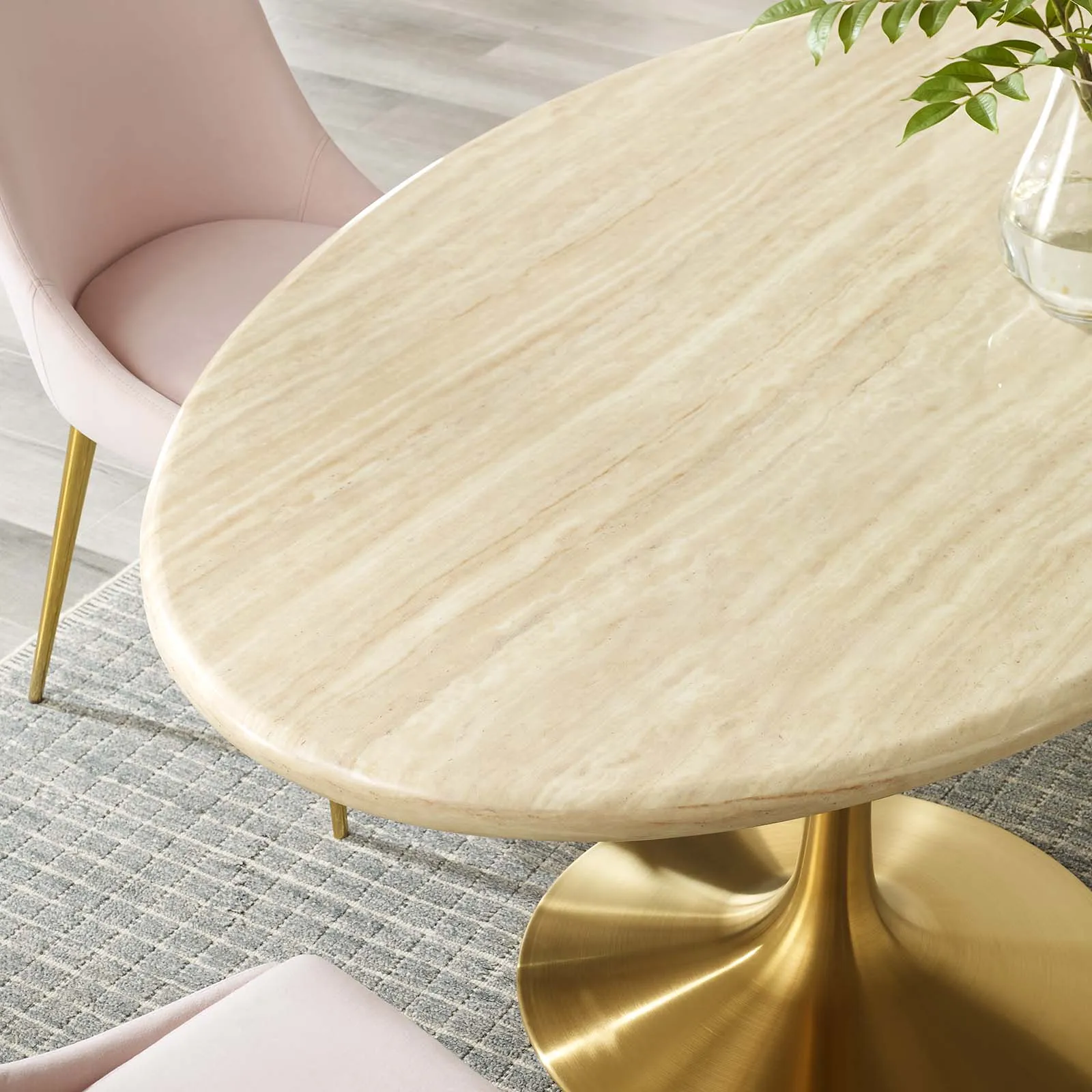 Lippa 60 Oval Artificial Travertine  Dining Table By Modway - EEI-6759