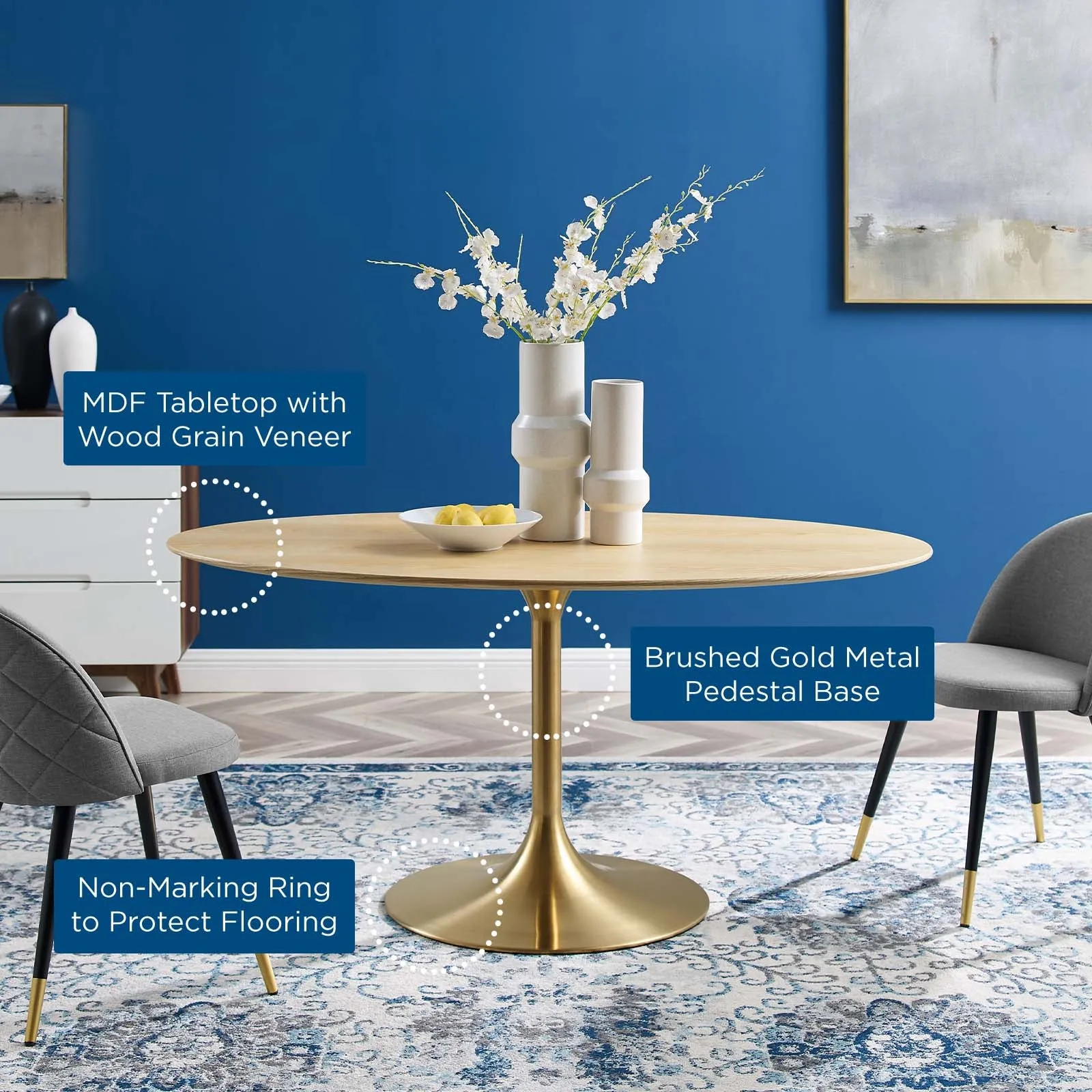 Lippa 60" Oval Wood Dining Table By Modway - EEI-5525