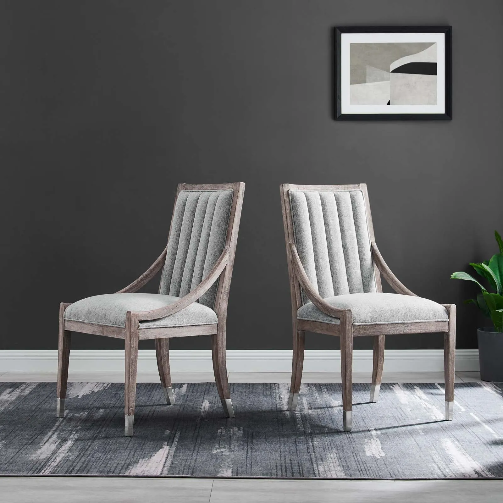 Maison French Vintage Tufted Fabric Dining Armchairs Set of 2 By Modway - EEI-6624
