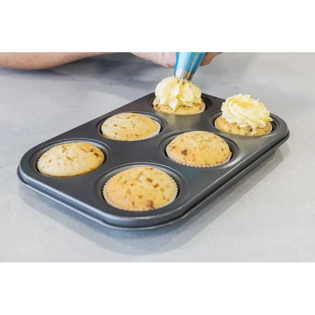 MasterClass Non-Stick 6 Hole Deep Cake Pan