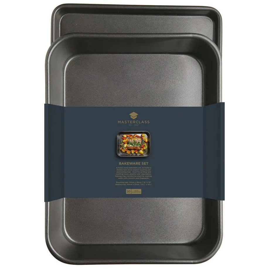 MasterClass Non-Stick Roaster & Baking Tray Twin Pack