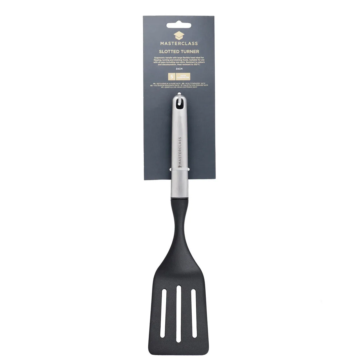 MasterClass Soft Grip Stainless Steel 34cm Slotted Turner
