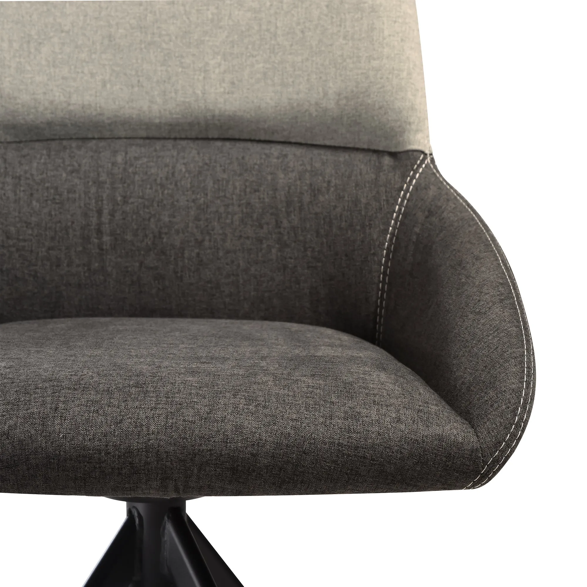 Maverick Swivel Upholstered Dining Chair in Two-Tone Fabric Gray with Black Metal Legs - Set of 2 By Armen Living