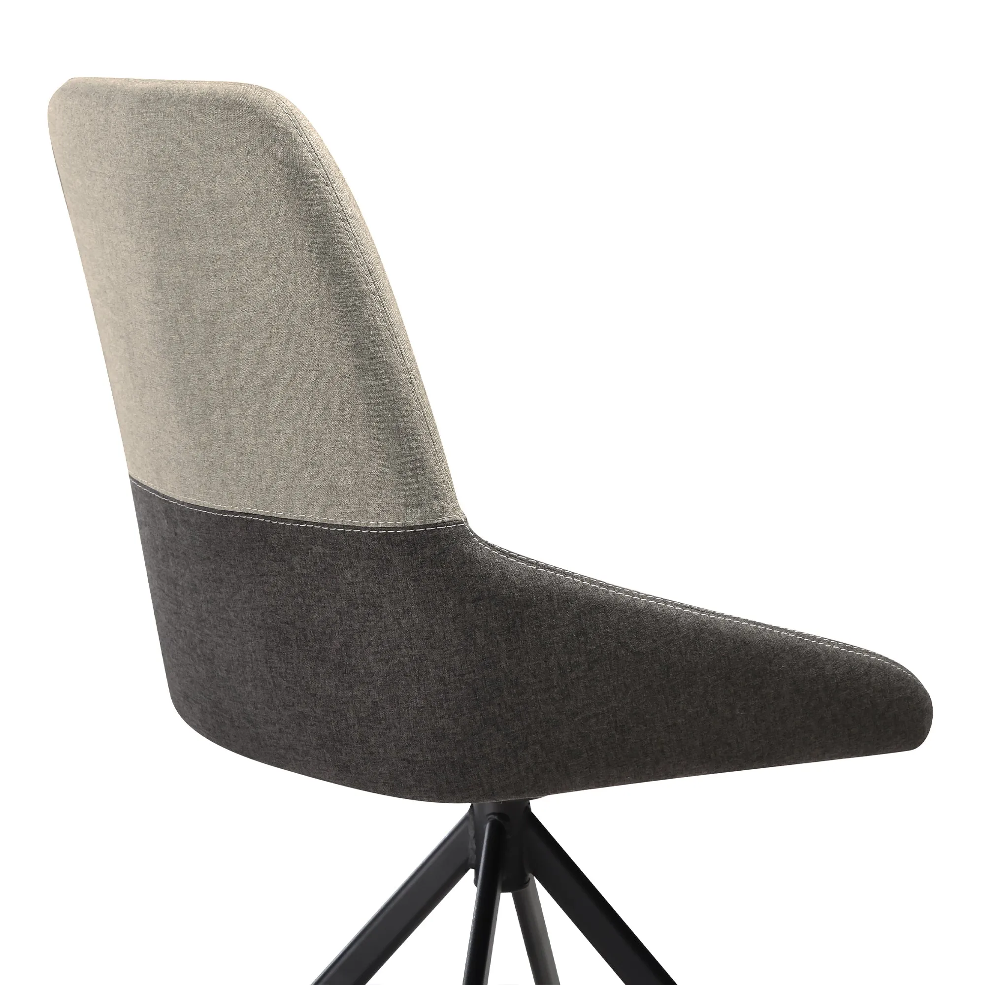 Maverick Swivel Upholstered Dining Chair in Two-Tone Fabric Gray with Black Metal Legs - Set of 2 By Armen Living