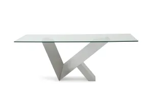Modern Glass & Stainless Steel Dining Table By Homeroots