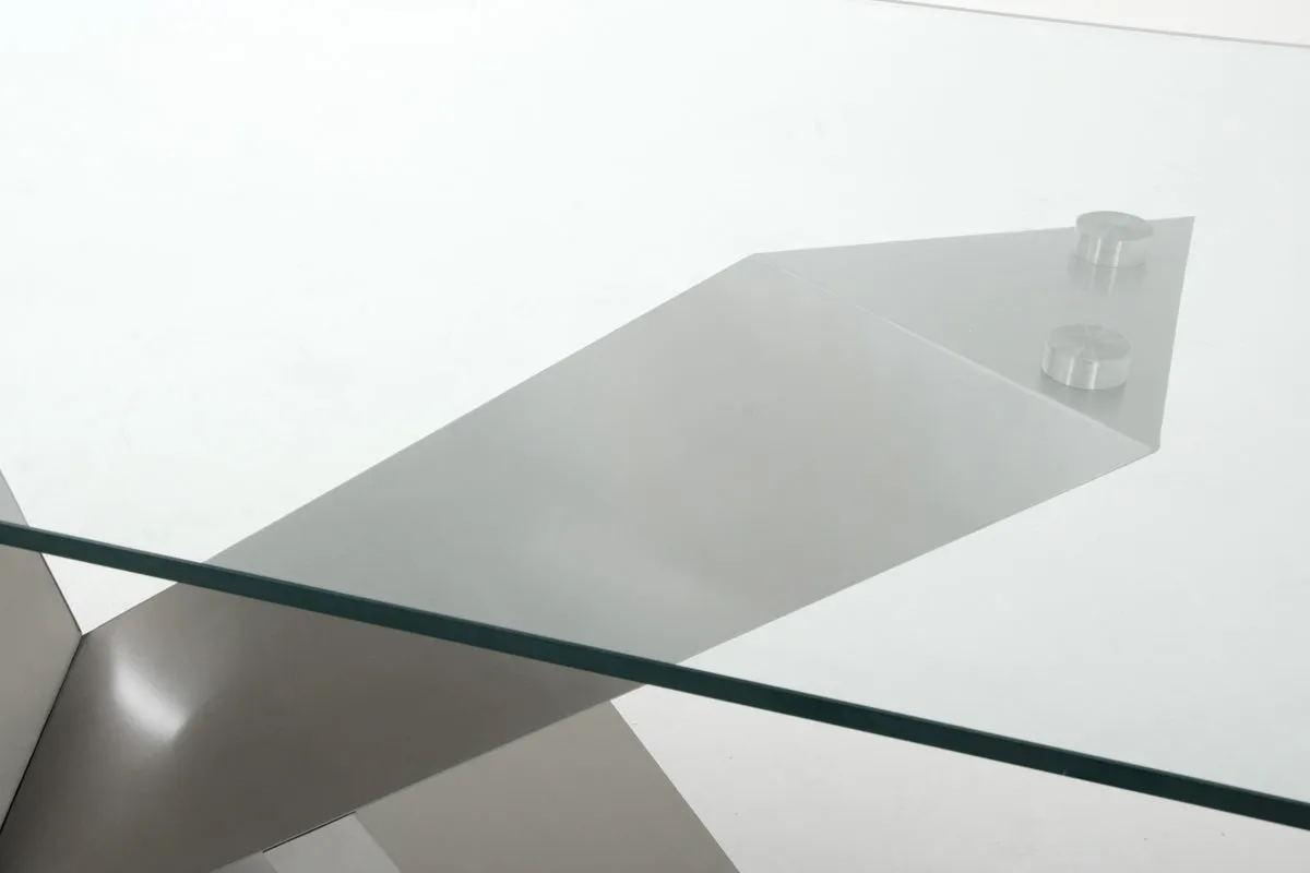 Modern Glass & Stainless Steel Dining Table By Homeroots
