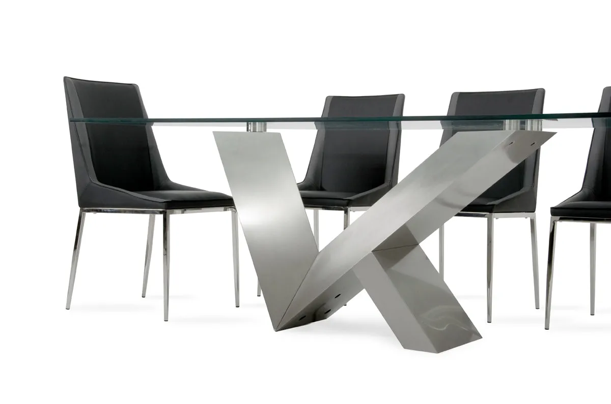 Modern Glass & Stainless Steel Dining Table By Homeroots