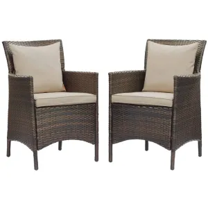 Modway Conduit Outdoor Patio Wicker Rattan Dining Armchair Set of 2 - EEI-4030