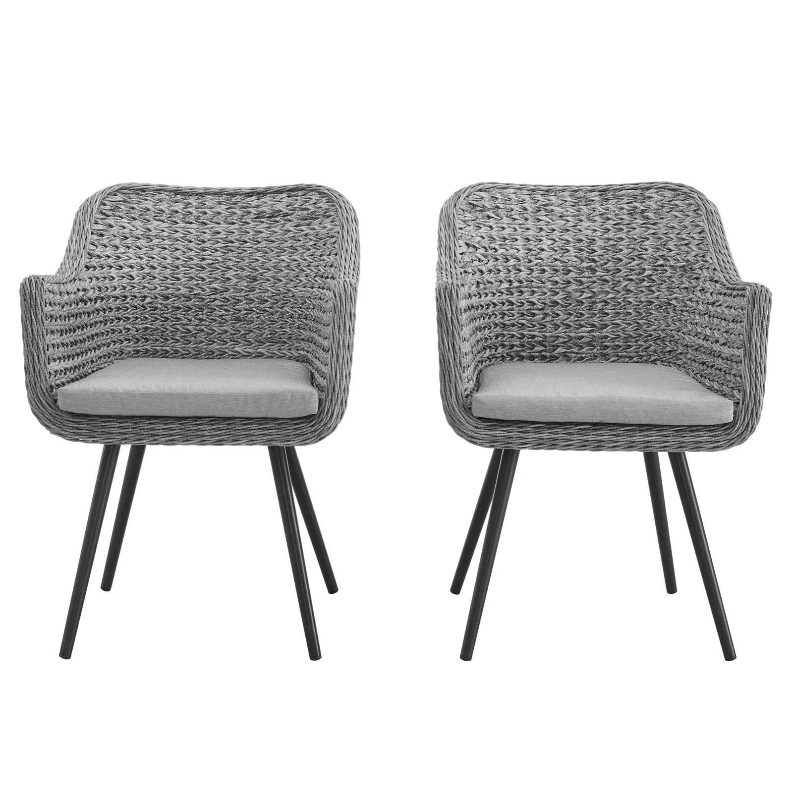 Modway Endeavor Dining Armchair Outdoor Patio Wicker Rattan Set of 2 - EEI-3181
