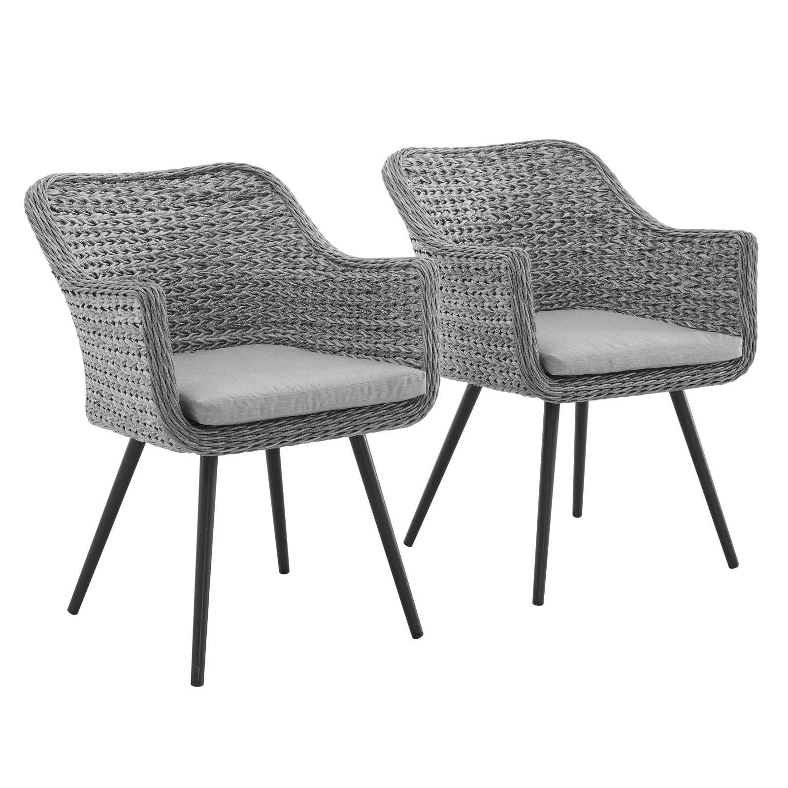 Modway Endeavor Dining Armchair Outdoor Patio Wicker Rattan Set of 2 - EEI-3181