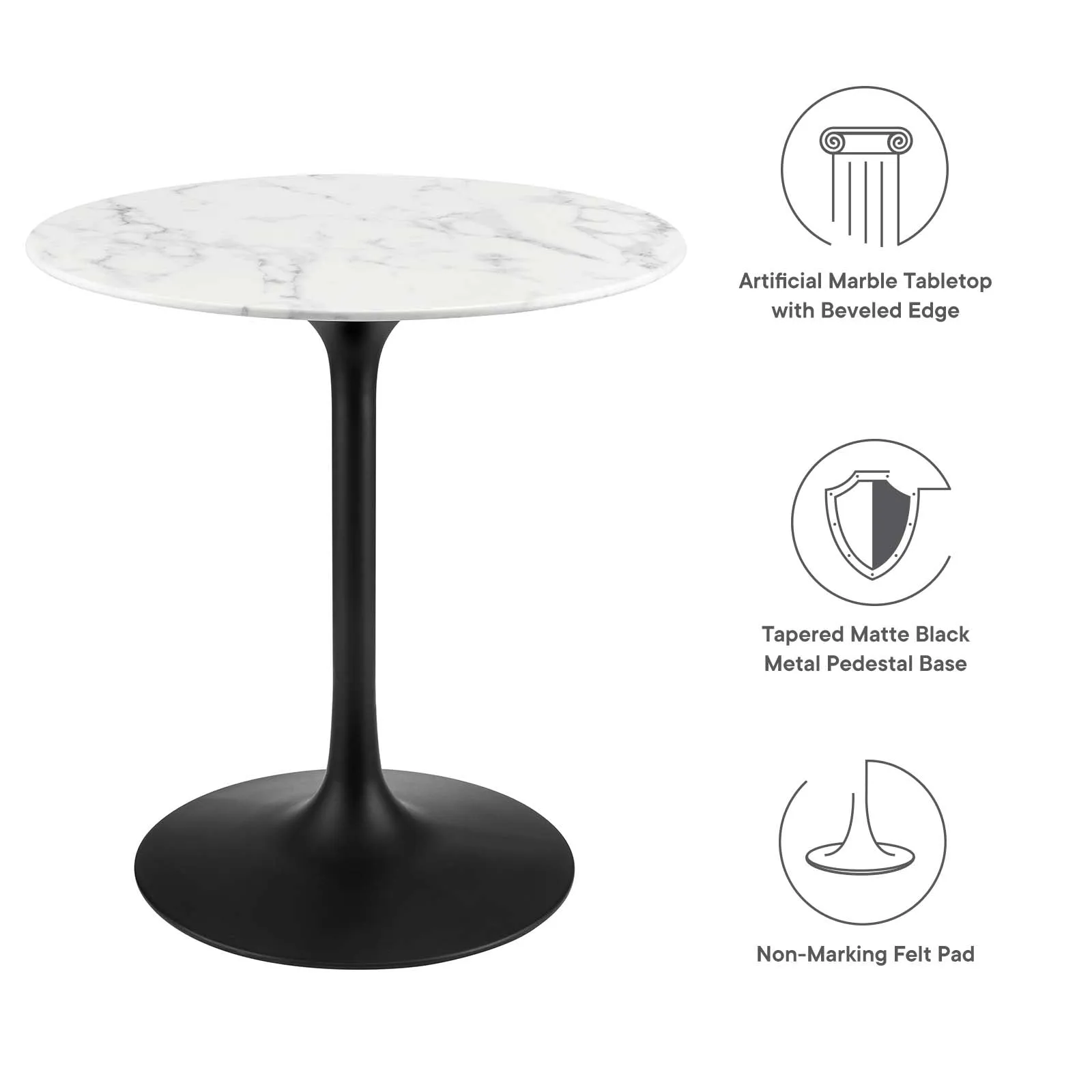 Modway Lippa 28" Round Artificial Marble Dining Table - EEI-3515