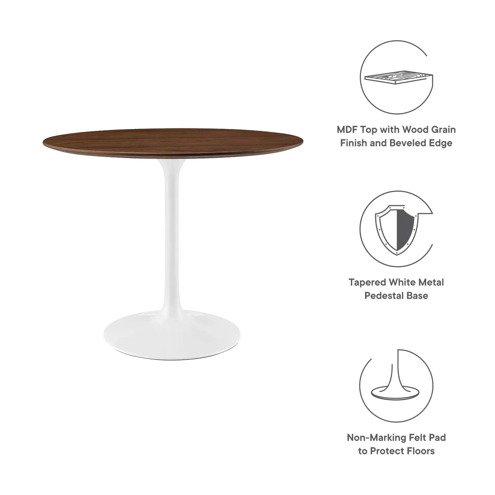 Modway Lippa 36" Round Walnut Dining Table - Walnut - EEI-1136