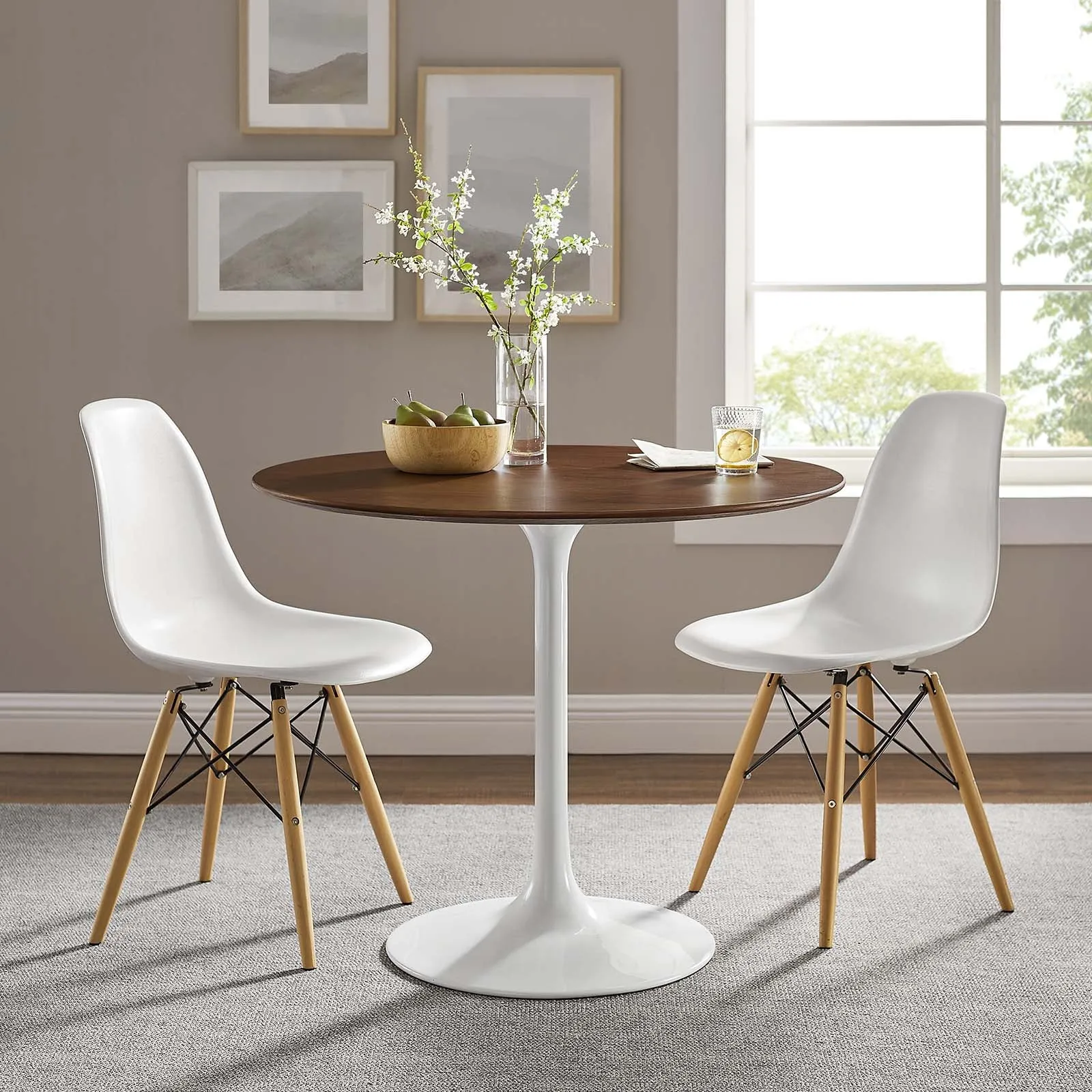 Modway Lippa 36" Round Walnut Dining Table - Walnut - EEI-1136