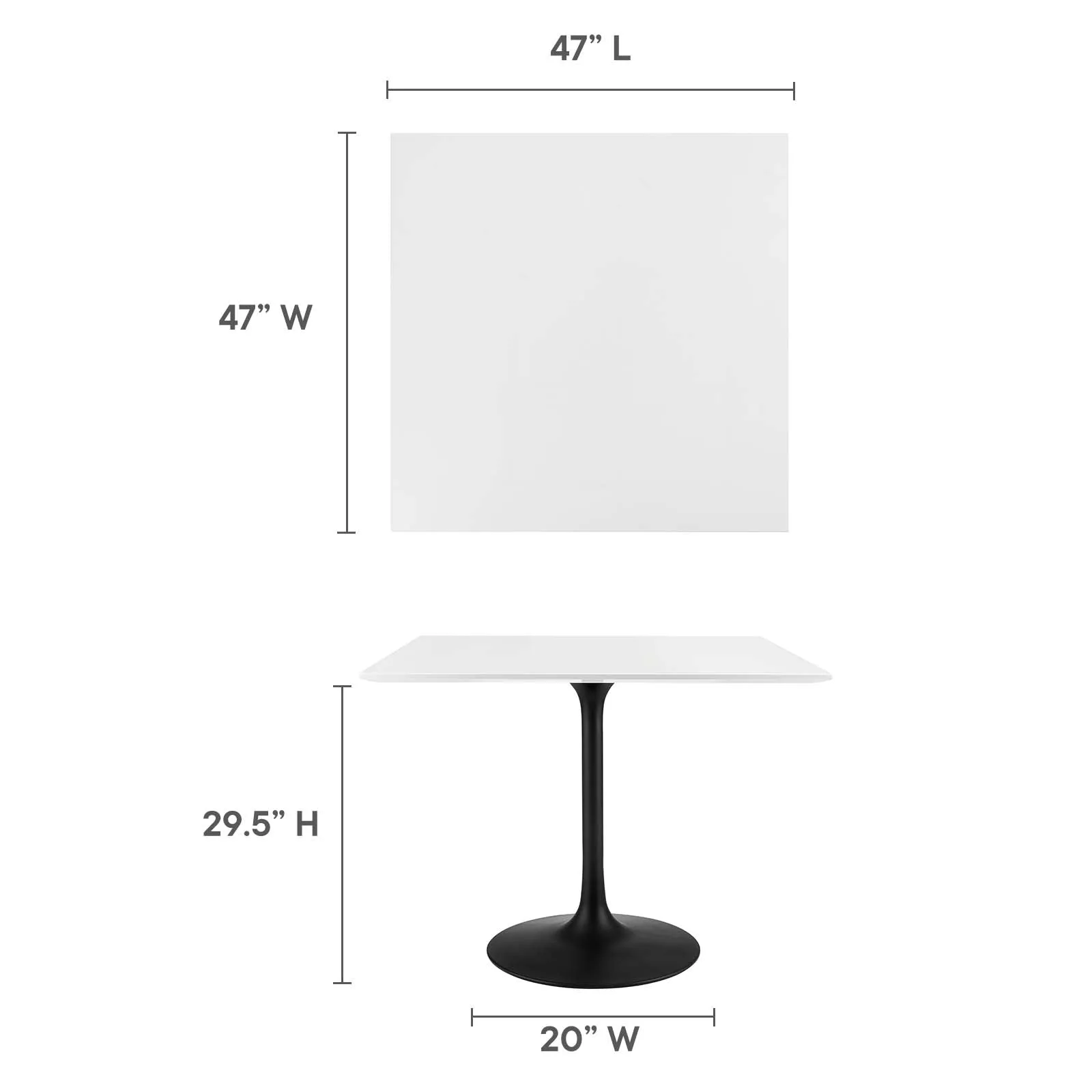 Modway Lippa 36" Square Wood Top Dining Table in White - EEI-3514