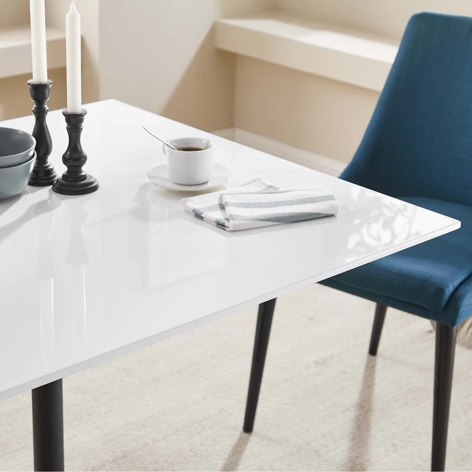 Modway Lippa 36" Square Wood Top Dining Table in White - EEI-3514