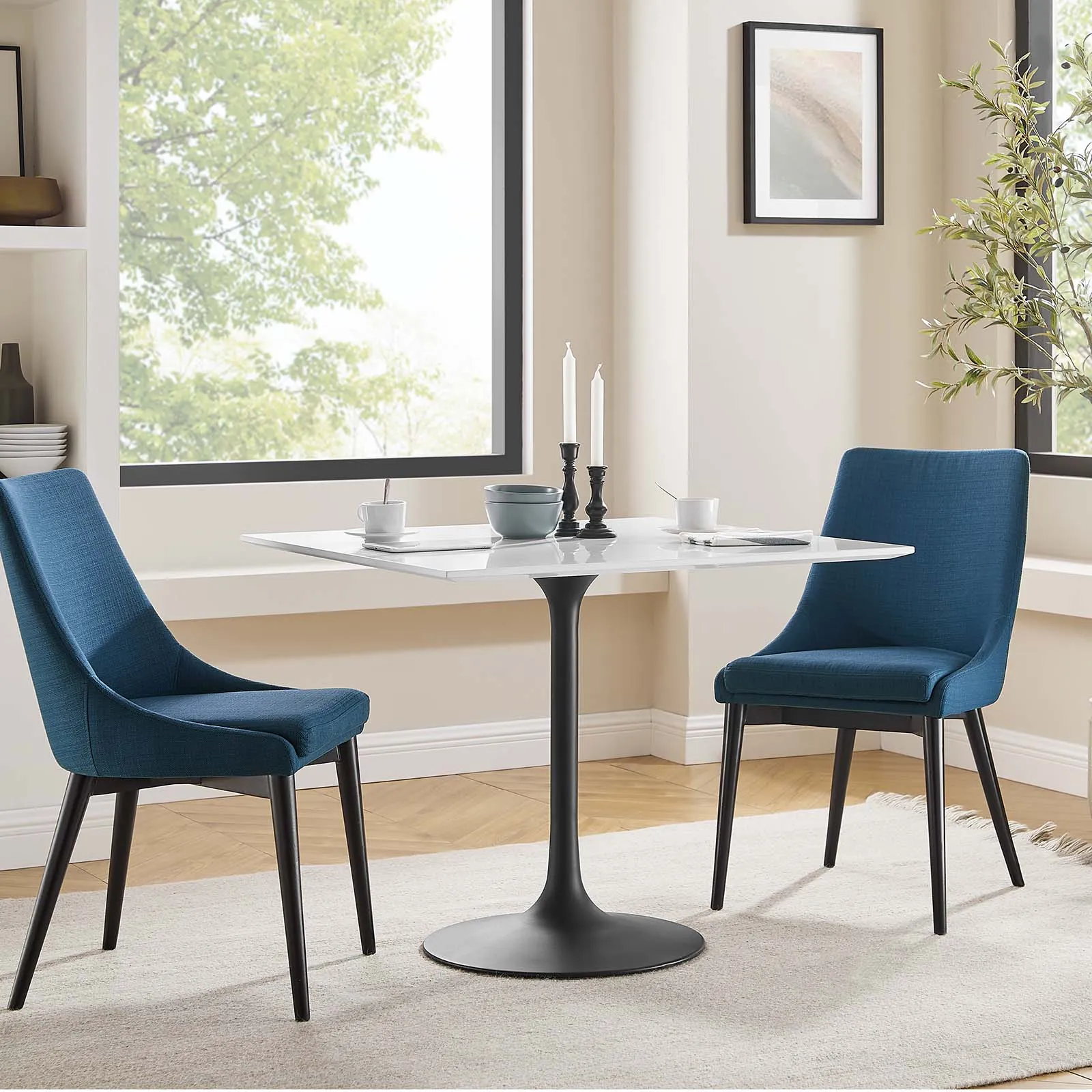 Modway Lippa 36" Square Wood Top Dining Table in White - EEI-3514