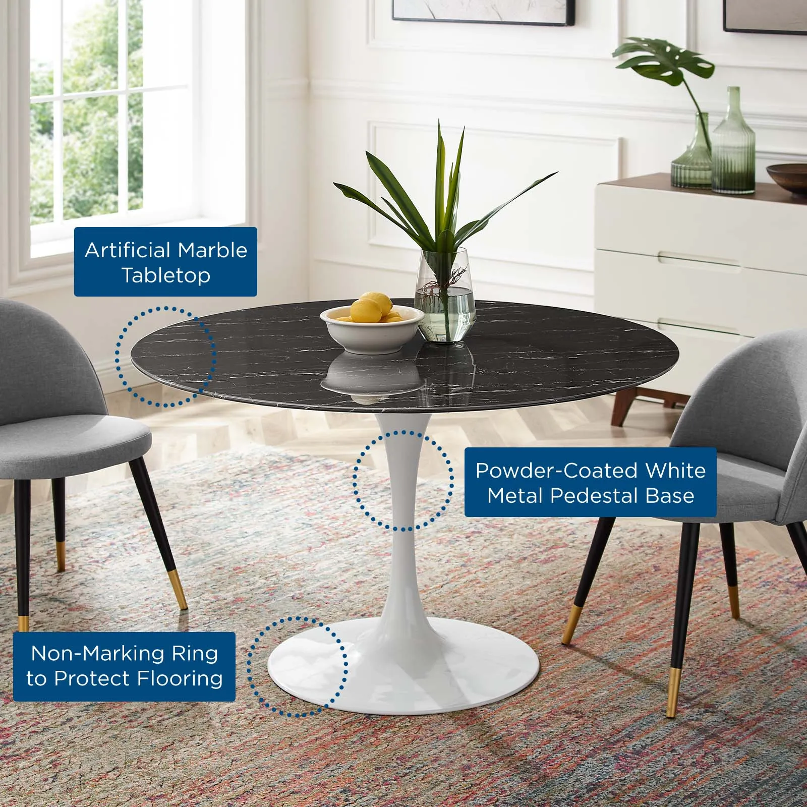 Modway Lippa 47" Artificial Marble Dining Table - EEI-5182