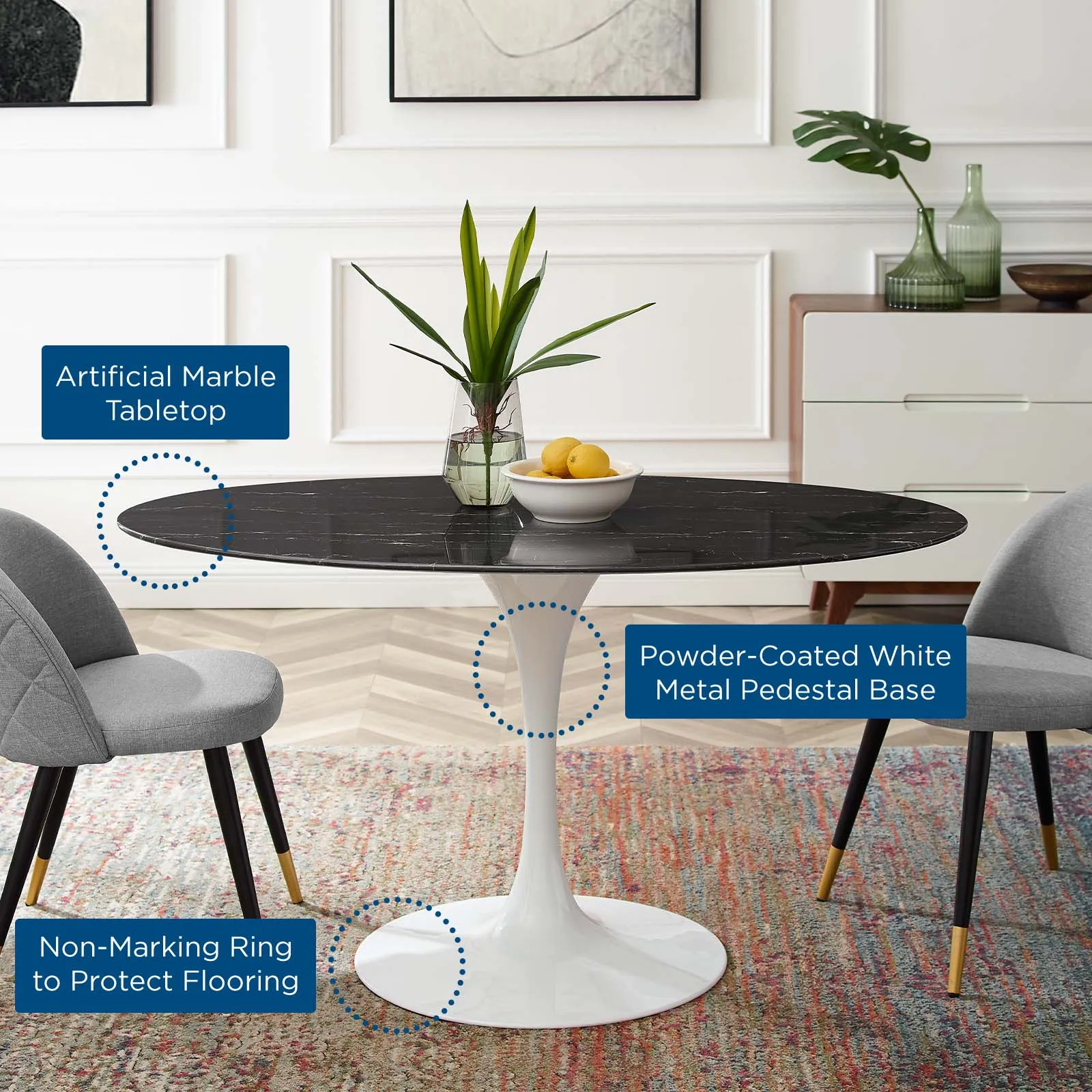 Modway Lippa 54" Artificial Marble Dining Table - EEI-5185
