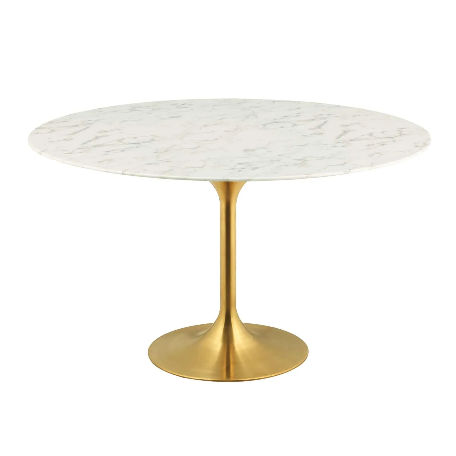 Modway Lippa 54" Round Artificial Marble Dining Table in Gold White - EEI-3233