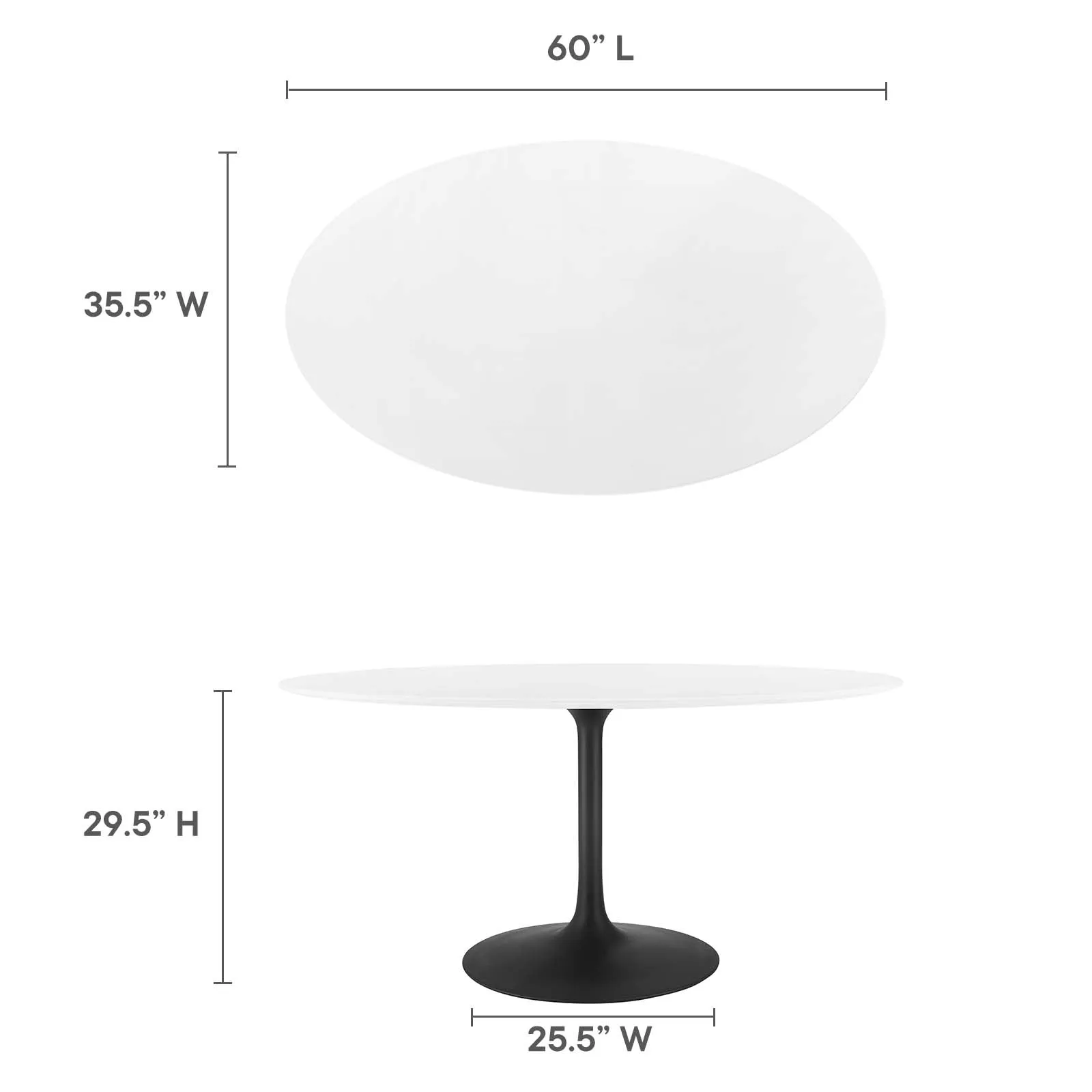 Modway Lippa 60" Oval Wood Top Dining Table - EEI-3539