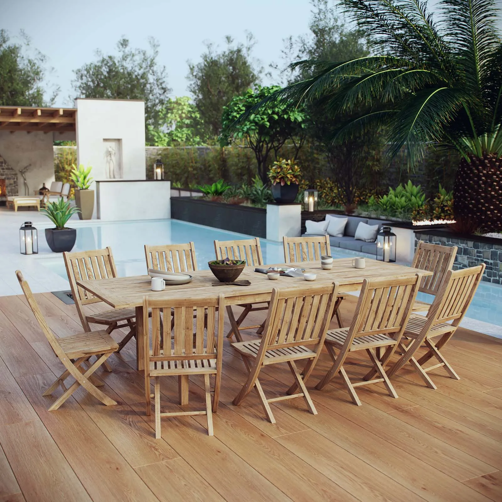 Modway Marina 11 Piece Outdoor Patio Teak Outdoor Dining Set-EEI-3284 - EEI-3284