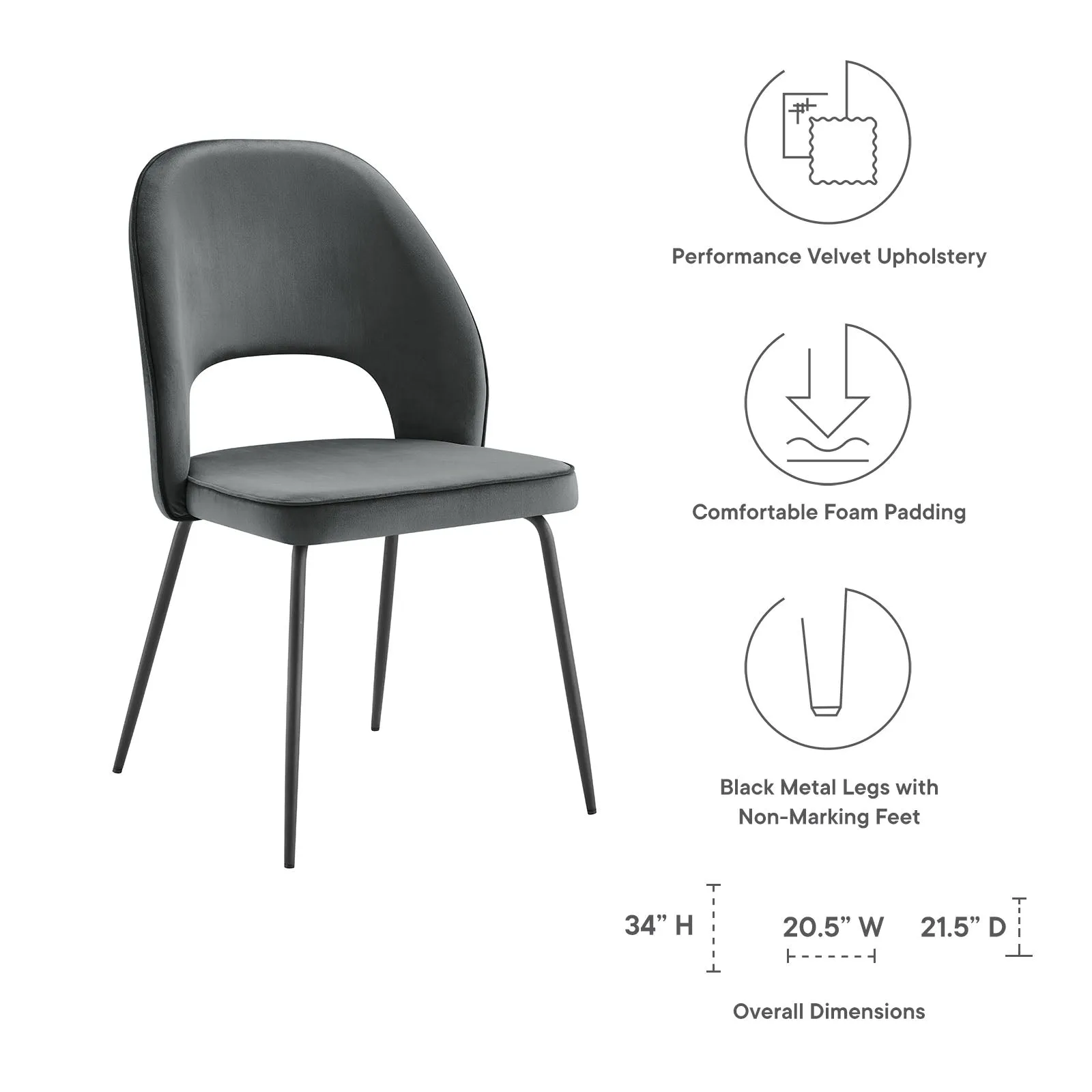 Modway Nico Performance Velvet Dining Chair Set of 2 - EEI-4673