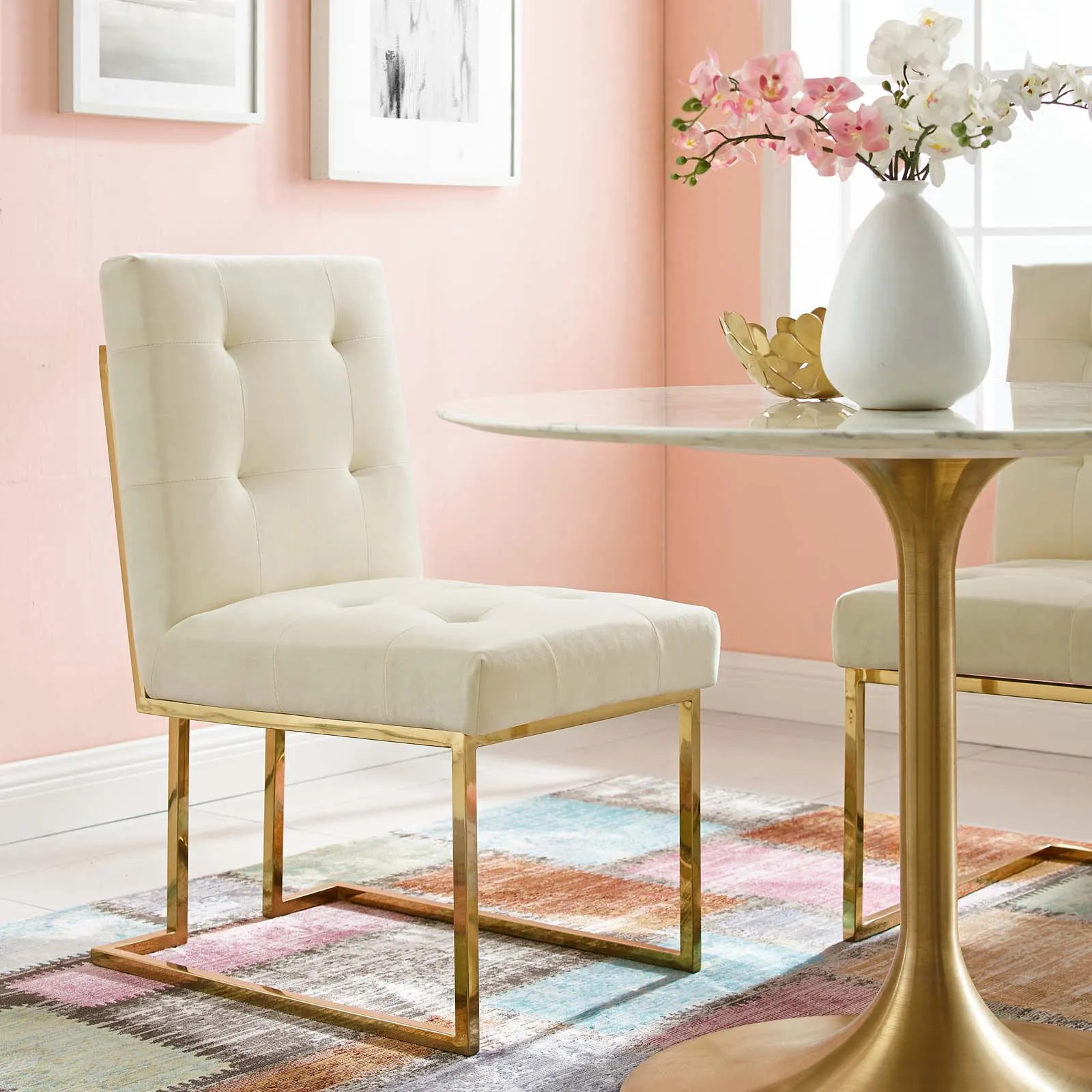 Modway Privy Gold Stainless Steel Performance Velvet Dining Chair - EEI-3744
