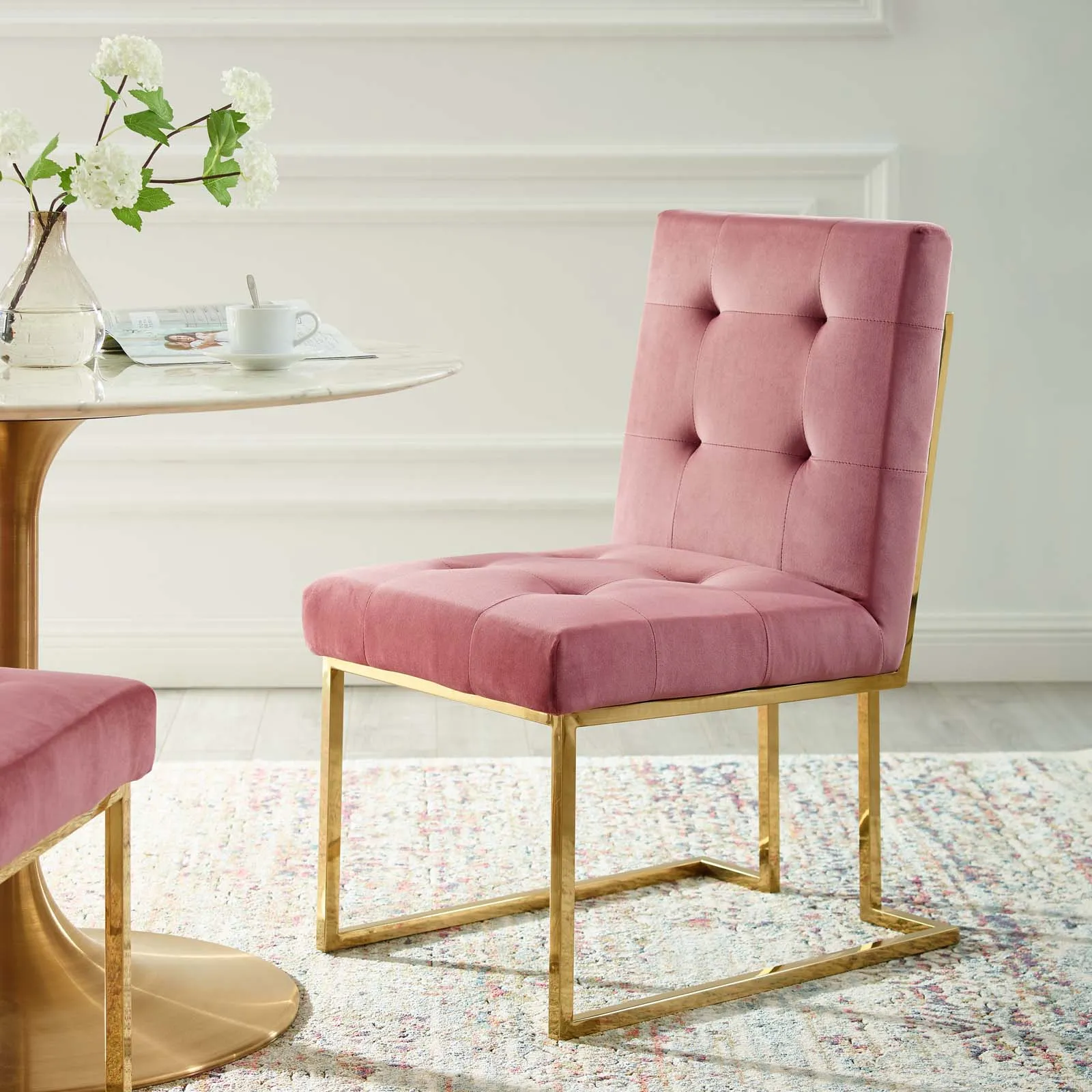 Modway Privy Gold Stainless Steel Performance Velvet Dining Chair - EEI-3744