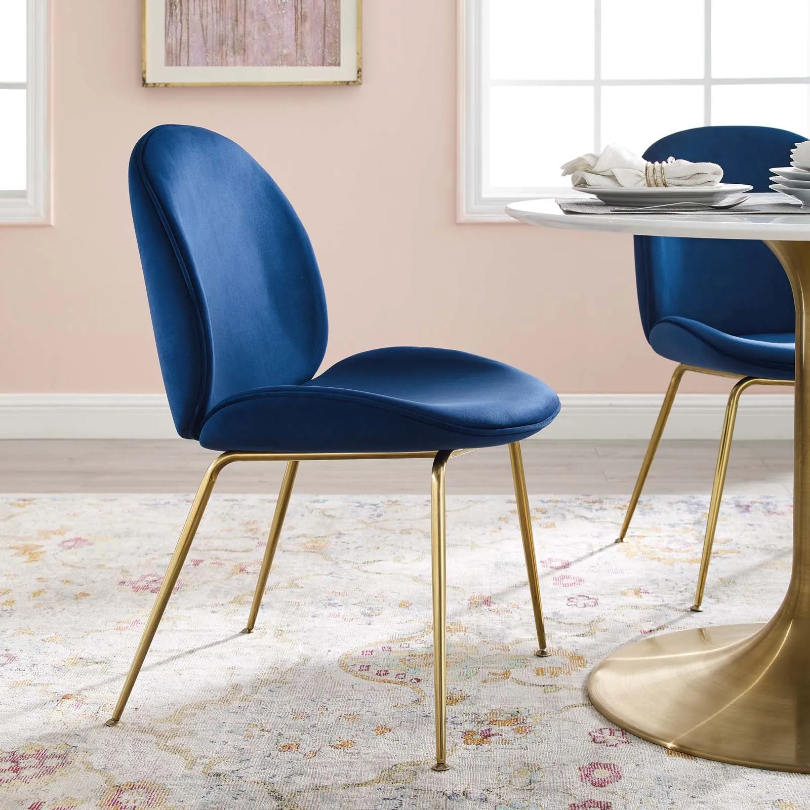 Modway Scoop Gold Stainless Steel Leg Performance Velvet Dining Chair - EEI-3548