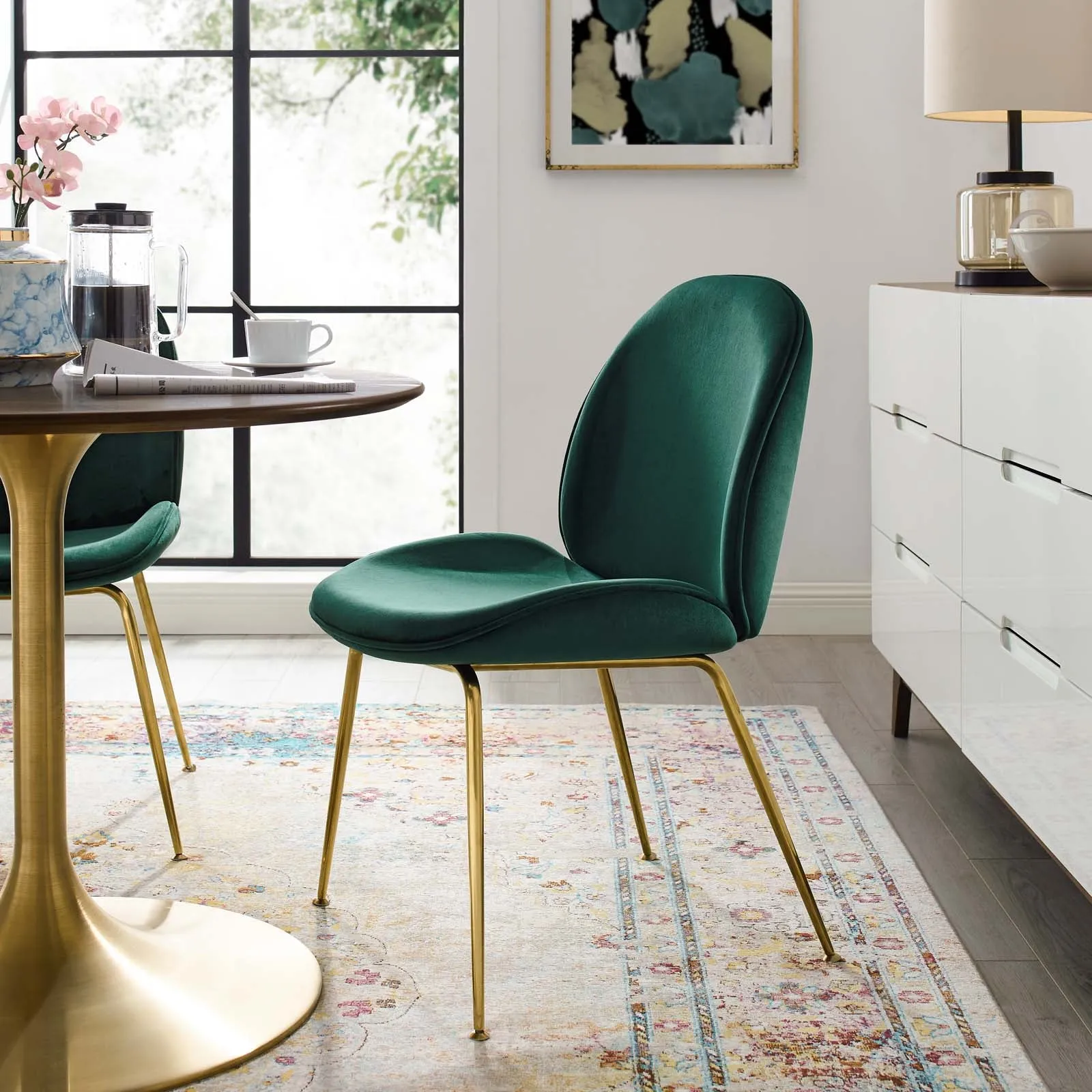 Modway Scoop Gold Stainless Steel Leg Performance Velvet Dining Chair - EEI-3548