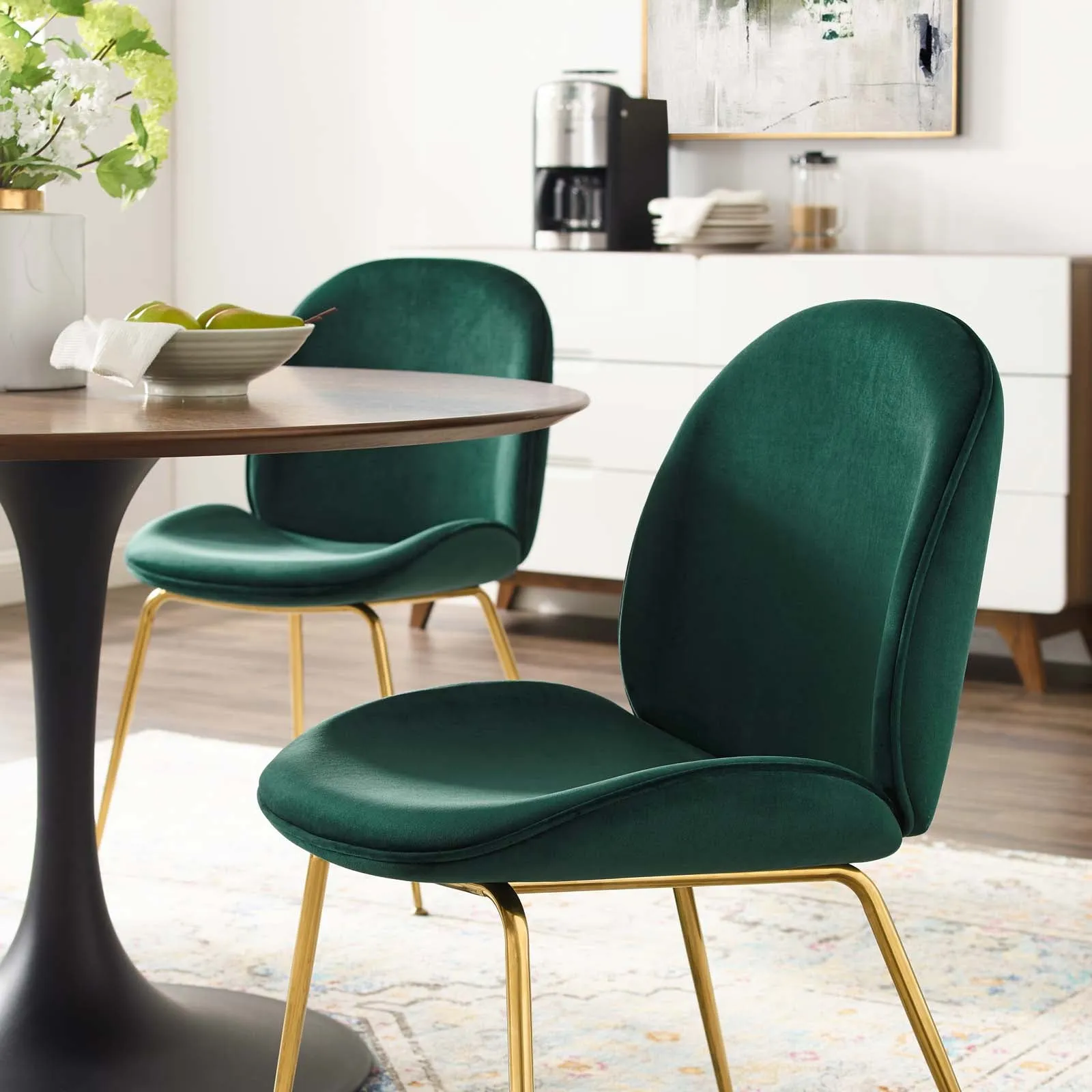 Modway Scoop Gold Stainless Steel Leg Performance Velvet Dining Chair - EEI-3548