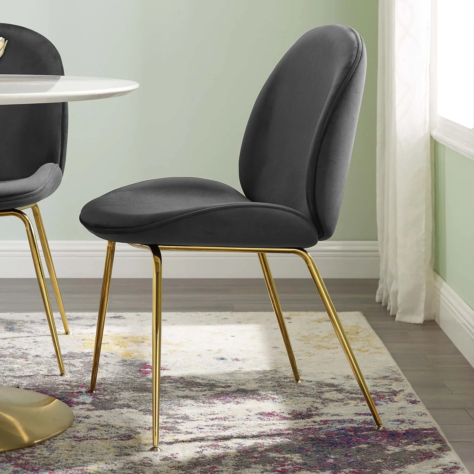 Modway Scoop Gold Stainless Steel Leg Performance Velvet Dining Chair - EEI-3548