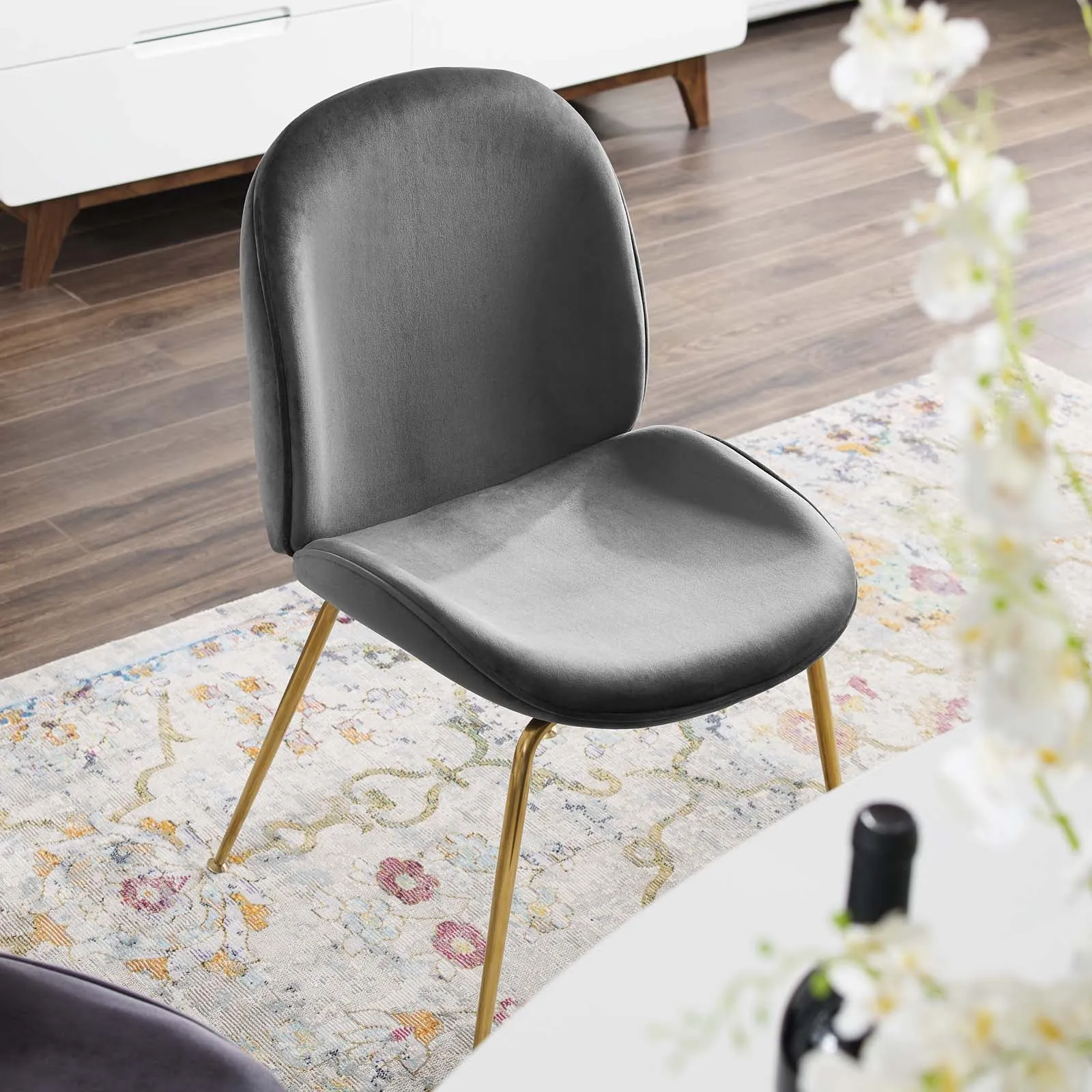 Modway Scoop Gold Stainless Steel Leg Performance Velvet Dining Chair - EEI-3548