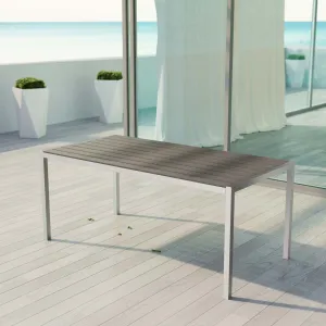 Modway Shore Outdoor Patio Aluminum Dining Table - Silver Gray - EEI-2251