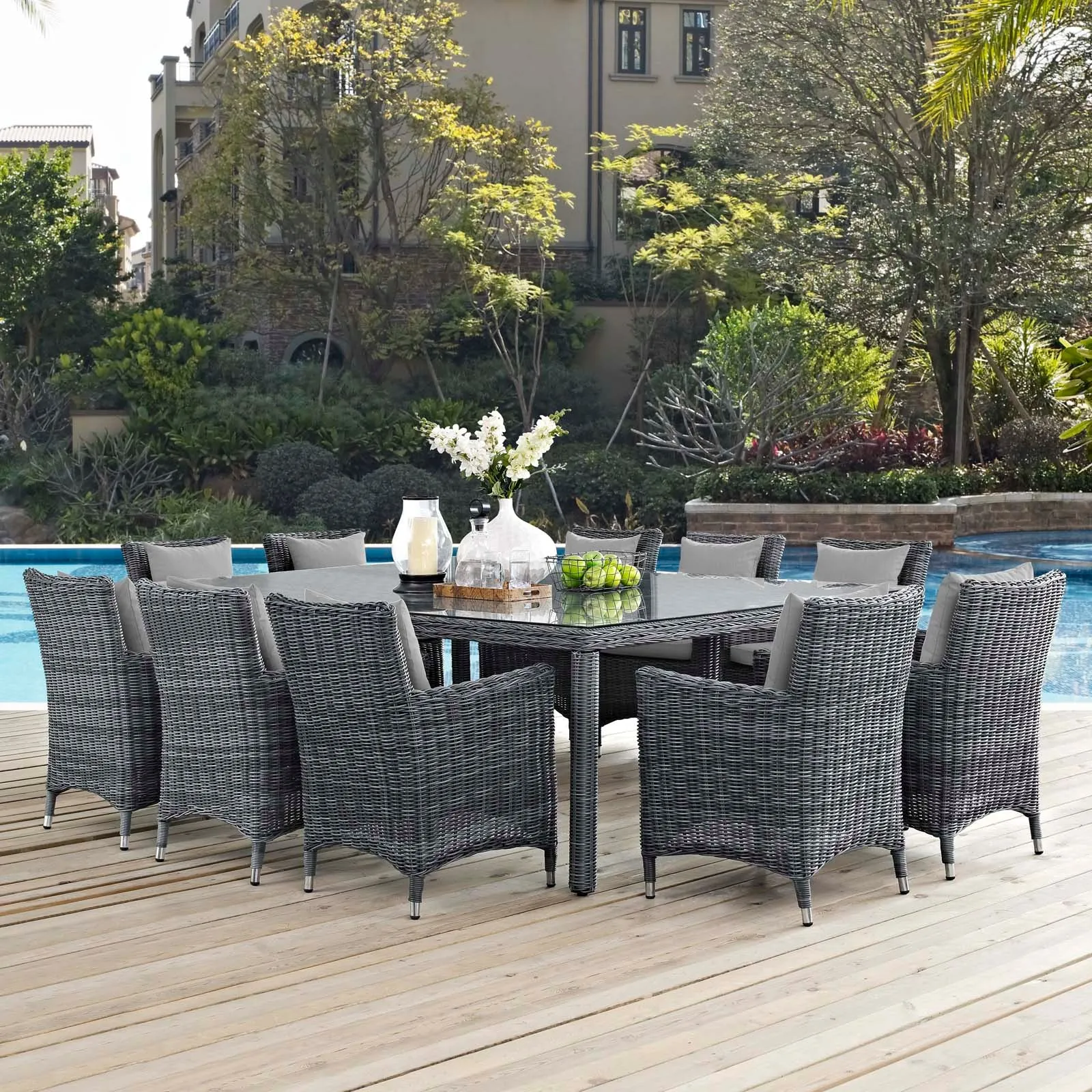 Modway Summon 11 Piece Outdoor Patio Sunbrella Dining Set - EEI-2333 - EEI-2333
