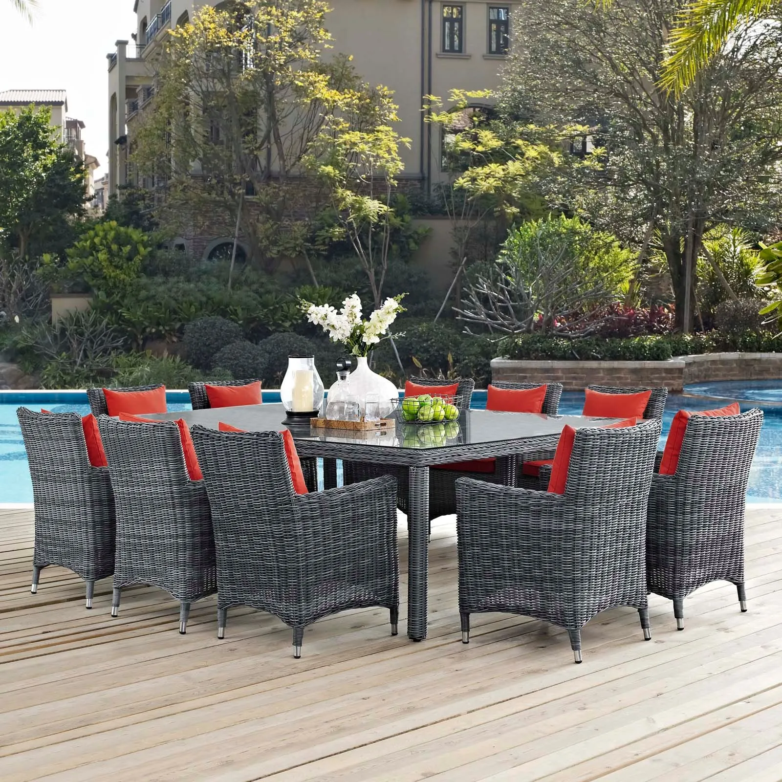Modway Summon 11 Piece Outdoor Patio Sunbrella Dining Set - EEI-2333 - EEI-2333