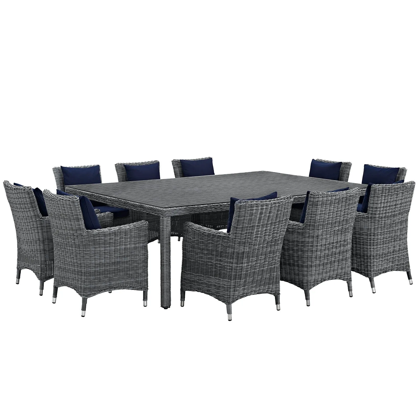 Modway Summon 11 Piece Outdoor Patio Sunbrella Dining Set - EEI-2333 - EEI-2333