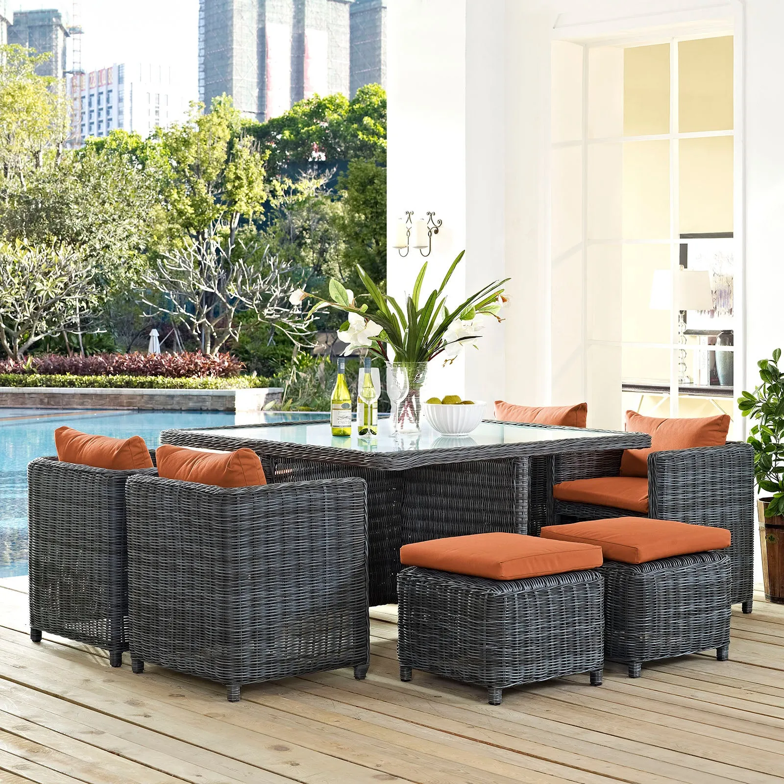 Modway Summon 9 Piece Outdoor Patio Dining Set - EEI-1947