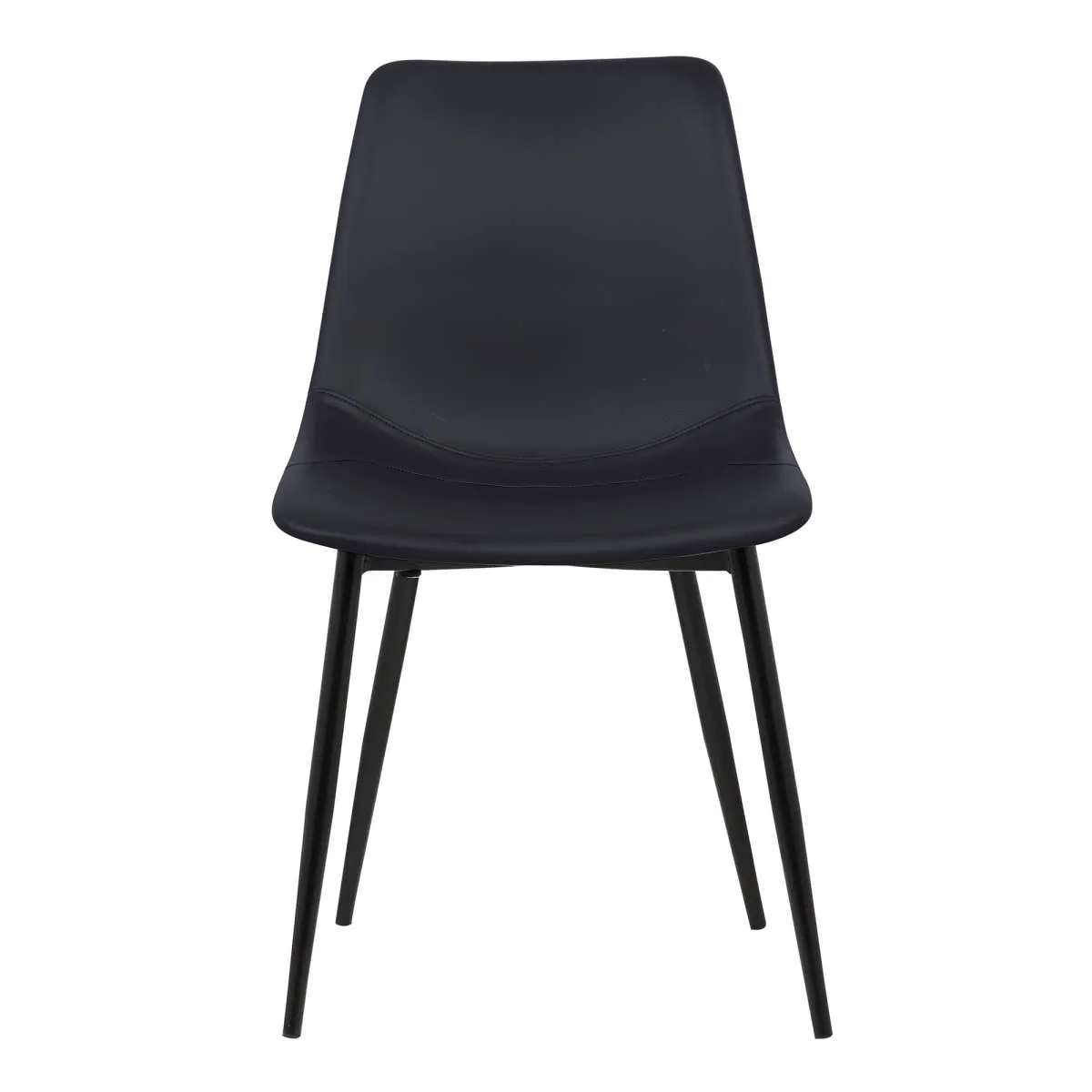 Monte Contemporary Dining Chair in Black Faux Leather with Black Powder Coated Metal Legs By Armen Living