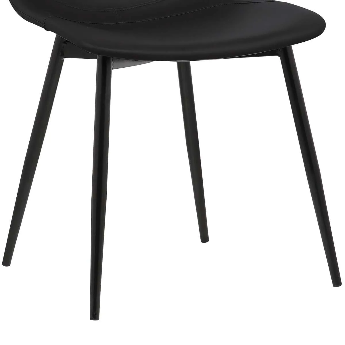 Monte Contemporary Dining Chair in Black Faux Leather with Black Powder Coated Metal Legs By Armen Living