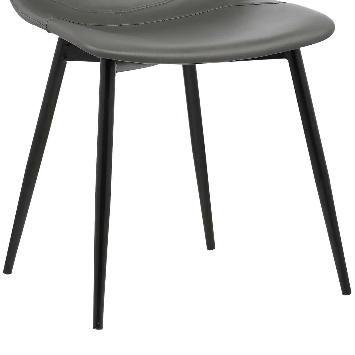 Monte Contemporary Dining Chair in Black Faux Leather with Black Powder Coated Metal Legs By Armen Living