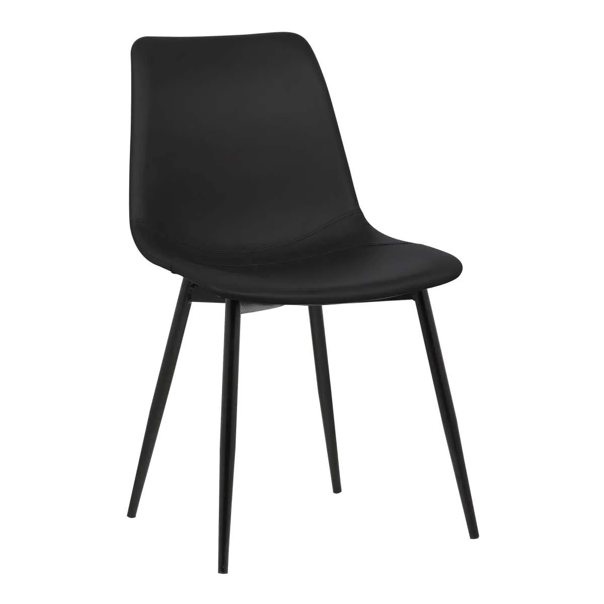 Monte Contemporary Dining Chair in Black Faux Leather with Black Powder Coated Metal Legs By Armen Living