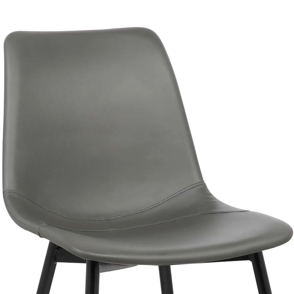 Monte Contemporary Dining Chair in Black Faux Leather with Black Powder Coated Metal Legs By Armen Living