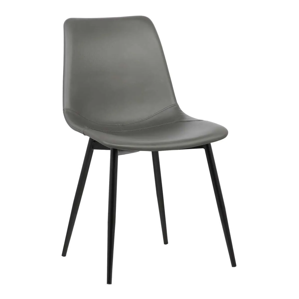 Monte Contemporary Dining Chair in Black Faux Leather with Black Powder Coated Metal Legs By Armen Living