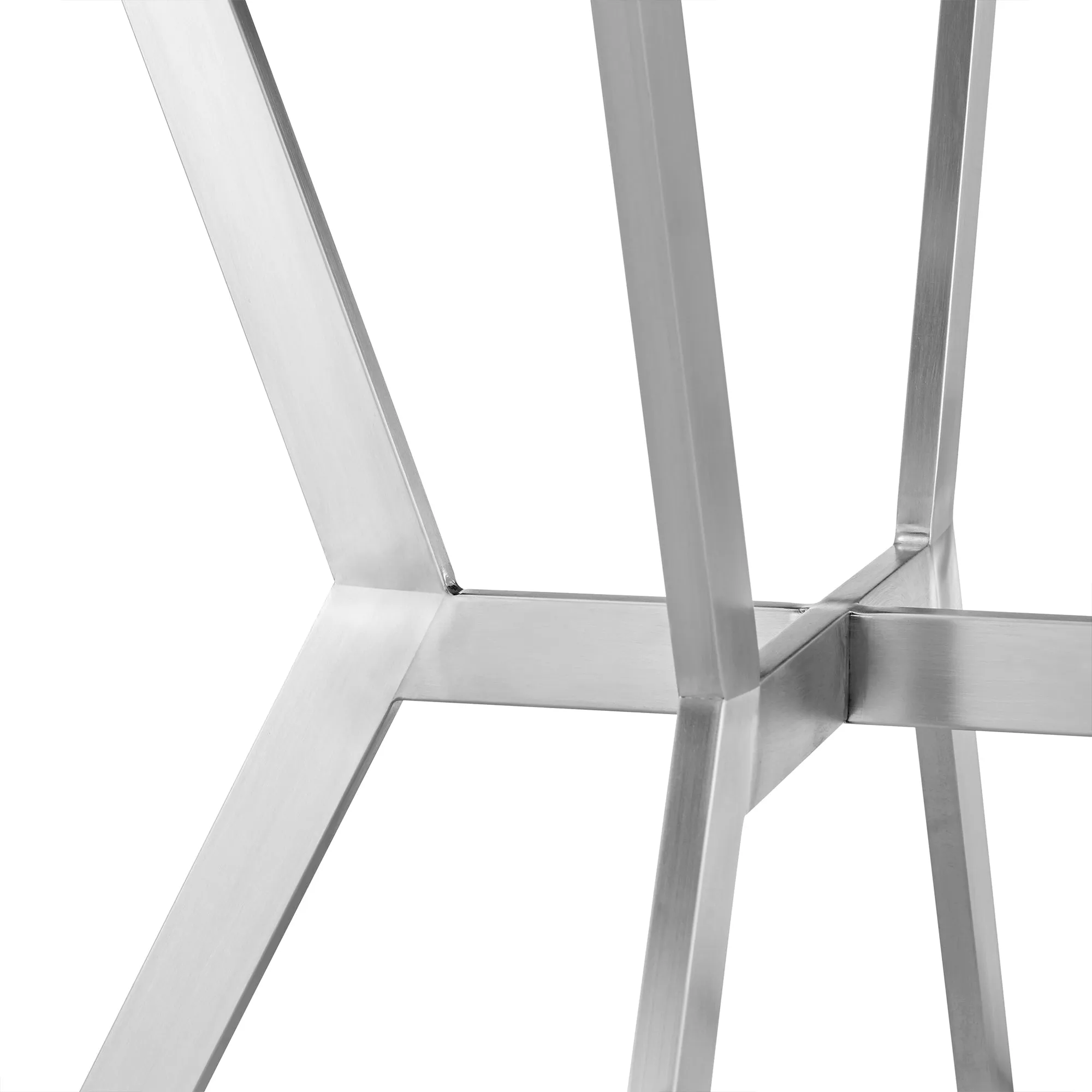 Naomi and Lorin 4-Piece Counter Height Dining Set in Brushed Stainless Steel and Grey Faux Leather By Armen Living