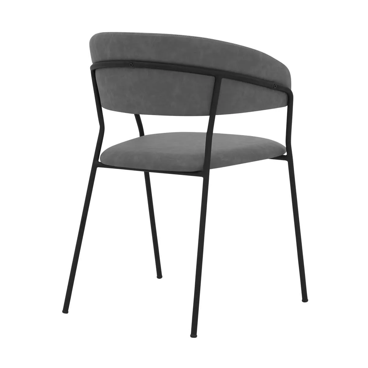 Nara Modern Gray Faux Leather and Metal Dining Room Chairs - Set of 2 By Armen Living