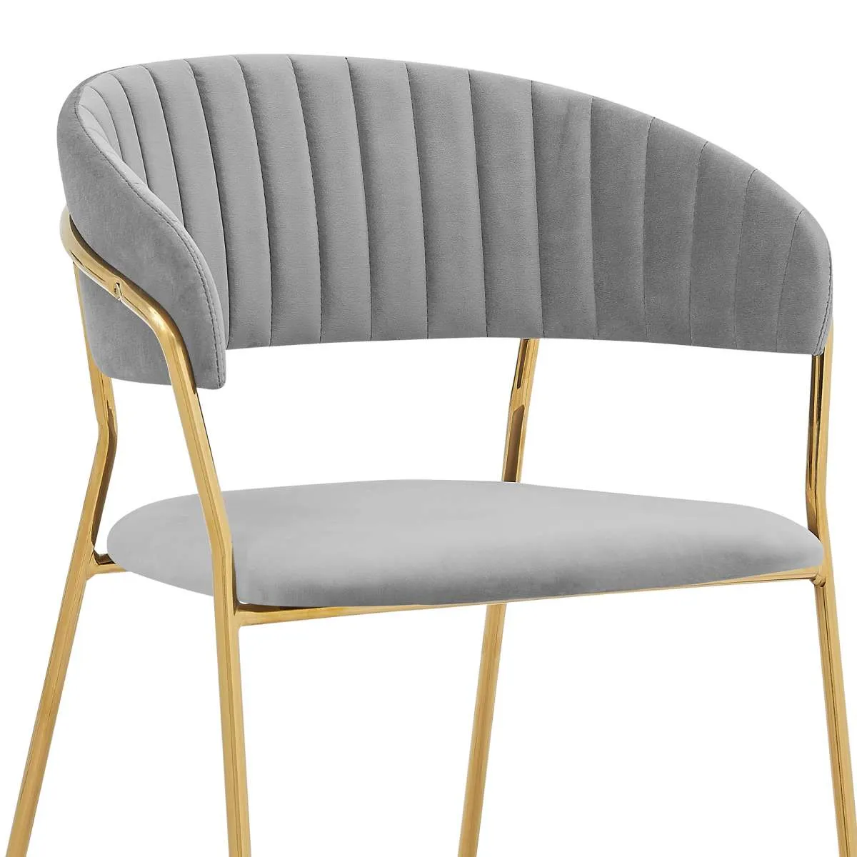 Nara Modern Gray Faux Leather and Metal Dining Room Chairs - Set of 2 By Armen Living