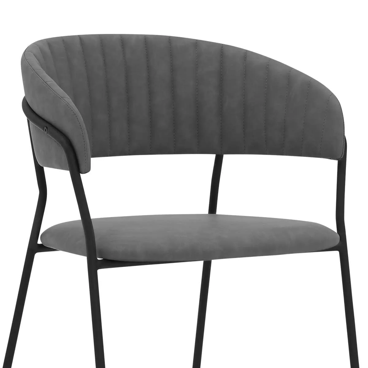 Nara Modern Gray Faux Leather and Metal Dining Room Chairs - Set of 2 By Armen Living